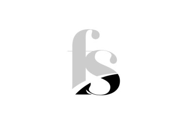alfabe harfi fs f s siyah beyaz logo simgesi tasarımı