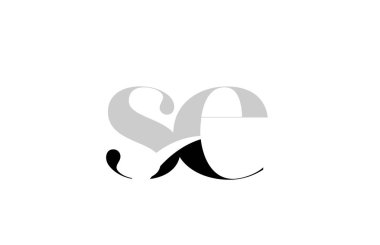 alfabe harfi se s e siyah beyaz logo simgesi tasarımı