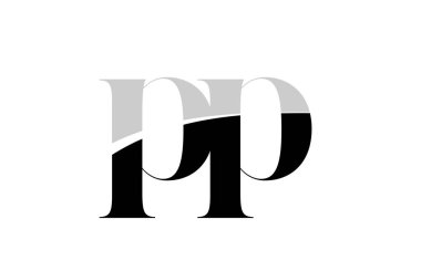 alfabe harfi pp siyah beyaz logo simgesi tasarımı