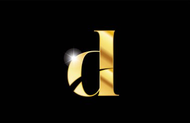 alfabe harfi d altın altın metal metalik logo simge tasarımı