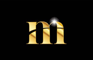 alfabe harfi m altın altın metal metalik logo simge tasarımı