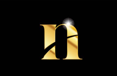 alfabe harfi n altın altın metal metalik logo simge tasarımı