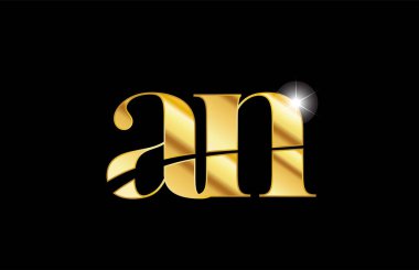 alfabe harfi bir n altın metal metalik logo simgesi desi