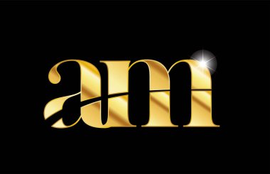 alfabe harfi a m altın altın metal metalik logo simgesi desi