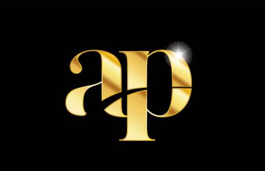 alfabe harfi ap a p altın altın metal metalik logo simgesi desi