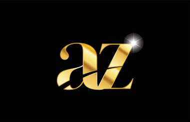 alfabe harfi az a z altın altın metal metalik logo simgesi desi