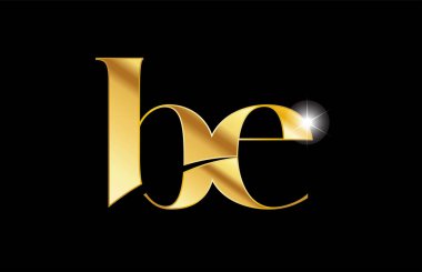 alfabe harfi be b e altın altın metal metalik logo simgesi desi