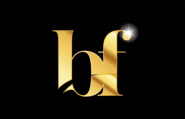alfabe harfi bf b f altın altın metal metal logo simgesi desi
