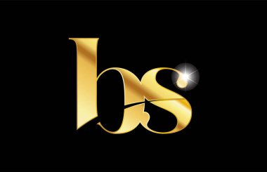 alfabe harfi bs b s altın altın metal logo simgesi desi