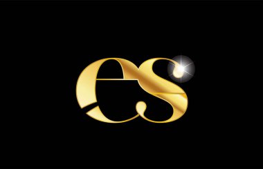 alfabe harfi es e s altın altın metal metalik logo simgesi desi