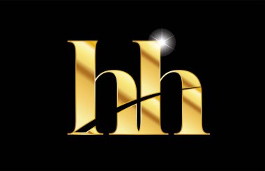 alfabe harfi hh h h altın altın metal metal logo simgesi desi