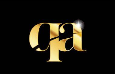 alfabe harfi qa q bir altın altın metal metalik logo simgesi desi