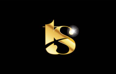 alfabe harfi ts t s altın altın metal logo simgesi desi