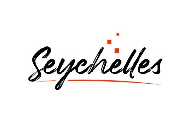 Logo simgesi tasarımı için Seyşel Adaları ülke tipografisi kelime metni