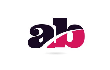 ab a b pembe ve siyah alfabe harf kombinasyonu logo simgesi desi