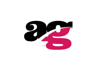 ag a g pembe ve siyah alfabe harf kombinasyonu logo simgesi desi