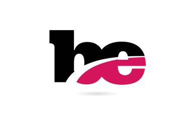 be b e pembe ve siyah alfabe harf kombinasyonu logo simgesi desi
