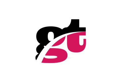 gt g t pembe ve siyah alfabe harf kombinasyonu logo simgesi desi