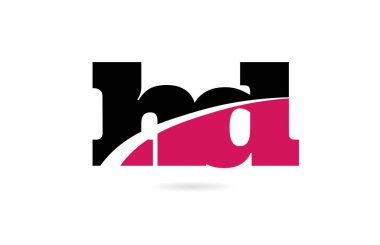 hd h d pembe ve siyah alfabe harf kombinasyonu logo simgesi desi