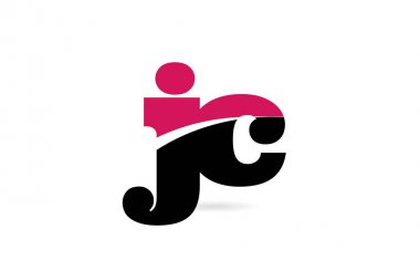 jc j c pembe ve siyah alfabe harf kombinasyonu logo simgesi desi
