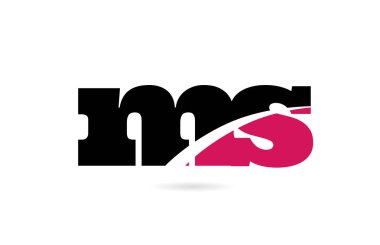 ms m s pembe ve siyah alfabe harf kombinasyonu logo simgesi desi