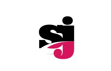 sj s j pembe ve siyah alfabe harf kombinasyonu logo simgesi desi
