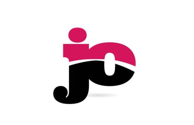 jo j o pembe ve siyah alfabe harf kombinasyonu logo simgesi desi