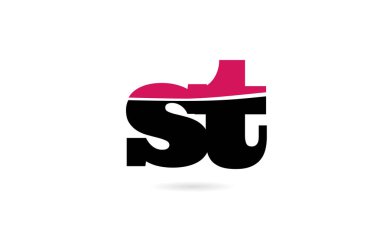 st s t pembe ve siyah alfabe harf kombinasyonu logo simgesi desi