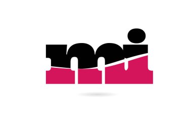 mi m i pembe ve siyah alfabe harf kombinasyonu logo simgesi desi