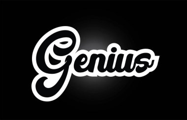tipografi günlüğü için siyah beyaz Genius el yazılı kelime metni