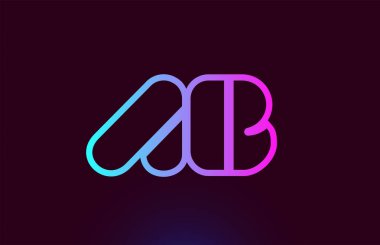 Ab A B pembe çizgi alfabe harf kombinasyonu logo simge tasarımı