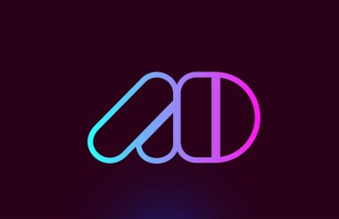 Reklam A D pembe çizgi alfabe harf kombinasyonu logo simge tasarımı