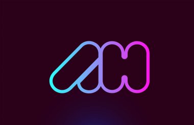 AH A H pink line alphabet letter combination logo icon design