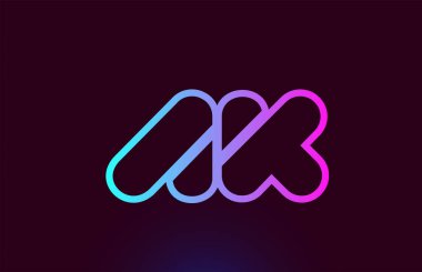 Ak A K pembe çizgi alfabe harf kombinasyonu logo simge tasarımı