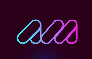 A M pembe çizgi alfabe harf kombinasyonu logo simge tasarımı