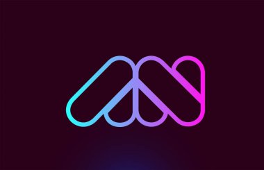 A N pembe çizgi alfabe harf kombinasyonu logo simgesi tasarımı