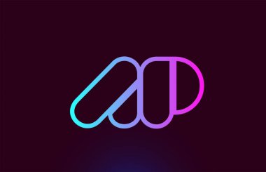 Ap A P pembe çizgi alfabe harf kombinasyonu logo simge tasarımı