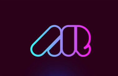 Ar A R pembe çizgi alfabe harf kombinasyonu logo simge tasarımı