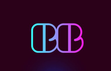 Bb B B pembe çizgi alfabe harf kombinasyonu logo simge tasarımı