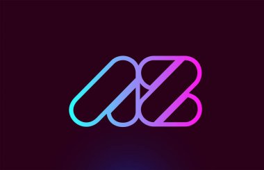 Az A Z pembe çizgi alfabe harf kombinasyonu logo simge tasarımı