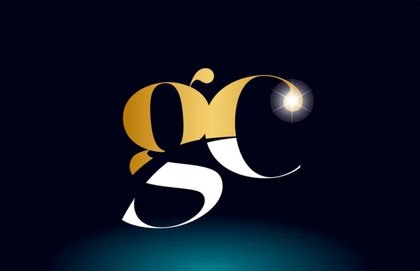 Gold golden alphabet letter gc g c logo combination company icon — Stock Vector