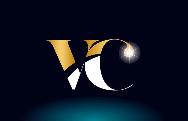Ouro alfabeto dourado letra vc v c logotipo combinação empresa ícone —  Vetores de Stock