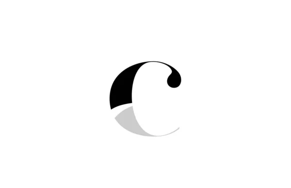 Letra del alfabeto c diseño del icono del logotipo en blanco y negro — Vector de stock