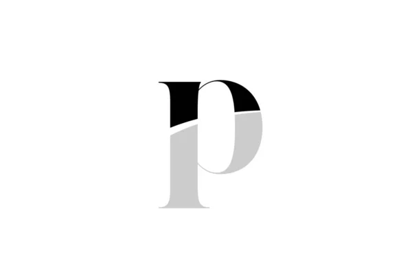Alfabet letter p zwart-wit logo pictogram ontwerp — Stockvector