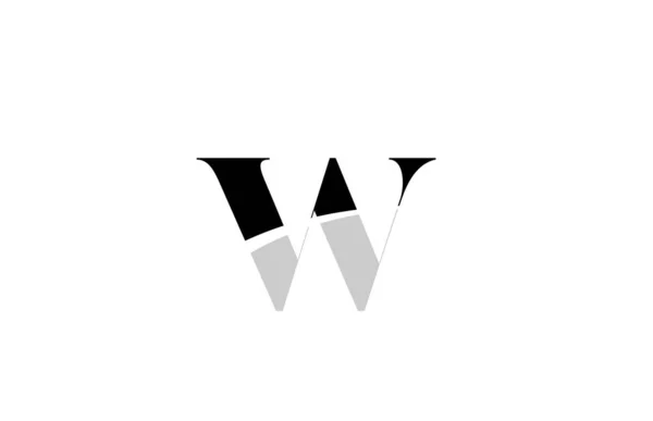 Αλφάβητο γράμμα w μαύρο και λευκό λογότυπο σχεδίαση εικονιδίου — Διανυσματικό Αρχείο