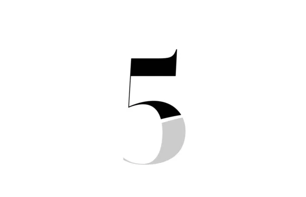 Número 5 cinco design de ícone de logotipo preto e branco — Vetor de Stock