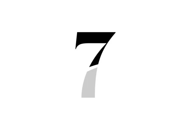 Numero 7 sette disegno icona logo in bianco e nero — Vettoriale Stock