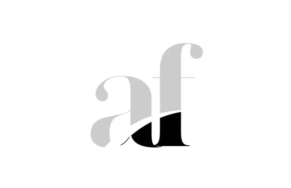 Letra del alfabeto af a f diseño del icono del logotipo en blanco y negro — Vector de stock