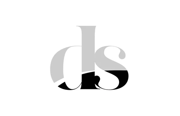 Letra del alfabeto ds d s diseño del icono del logotipo en blanco y negro — Vector de stock