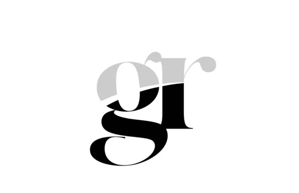 アルファベット文字 gr g r 黒と白のロゴ アイコンデザイン — ストックベクタ